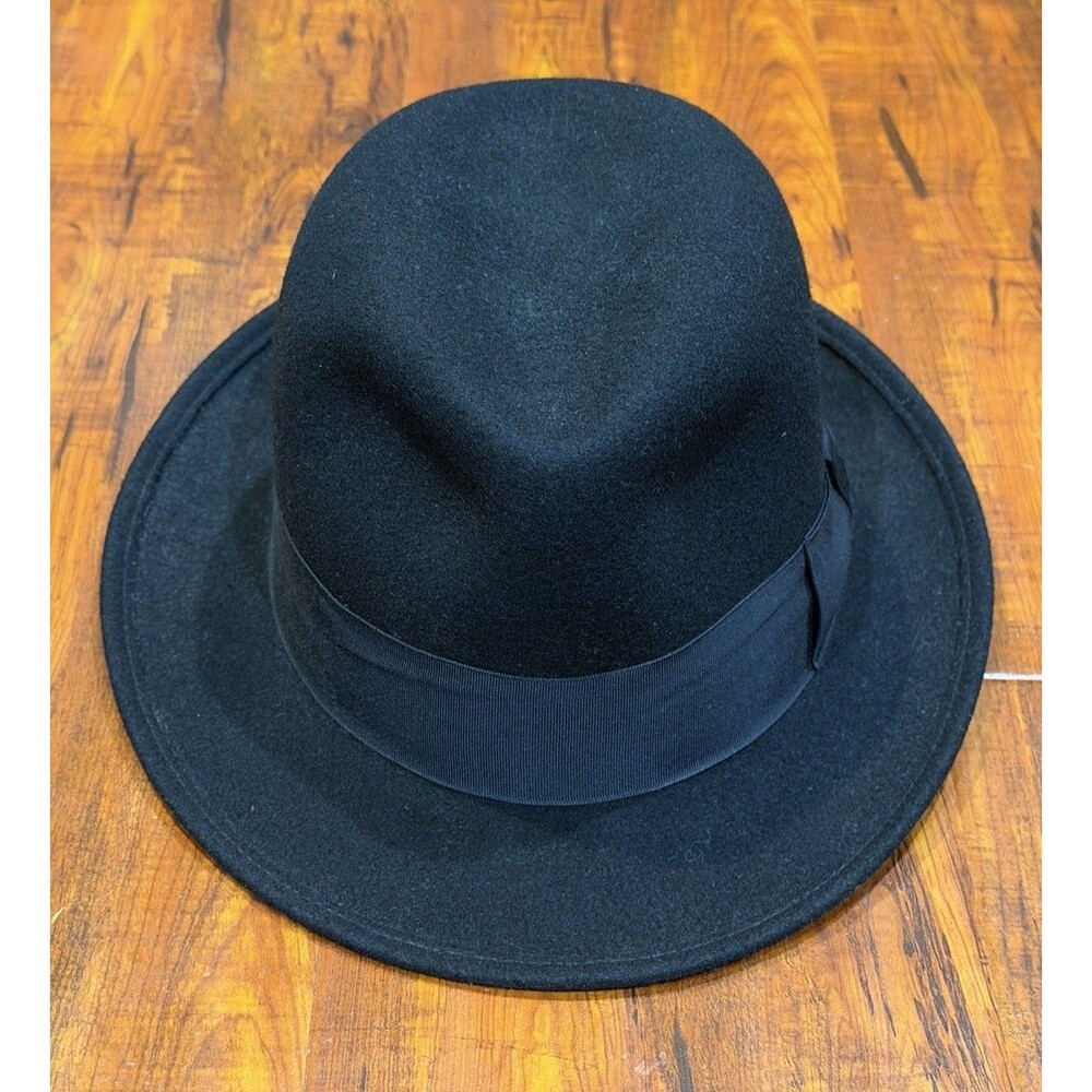 Roberto Collection by Broner 100% Wool Made in USA Black Fedora Hat - Size Large